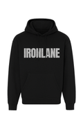IRONLANE Hoodie – Black Distressed White Logo
