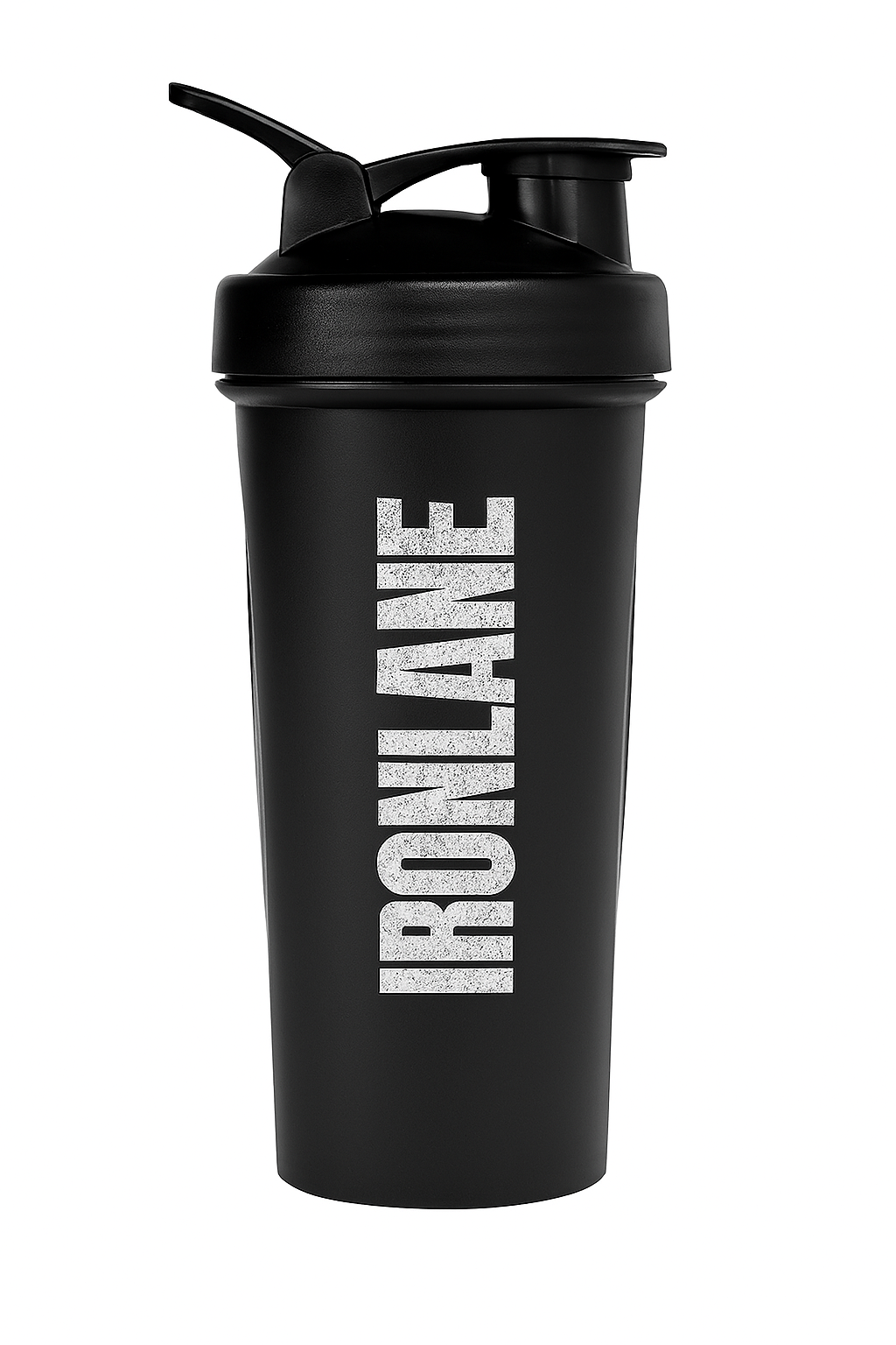 IRONLANE Shaker Cup – Matte Black Distressed White Logo